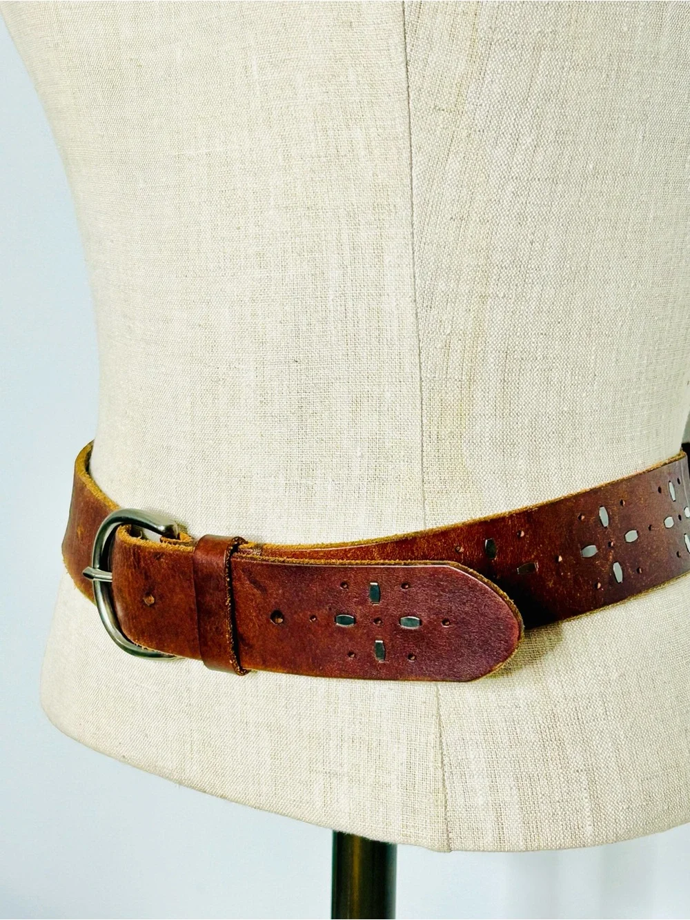 American Eagle Outfitters Brown Leather Belt with Studded Design, Boho Western